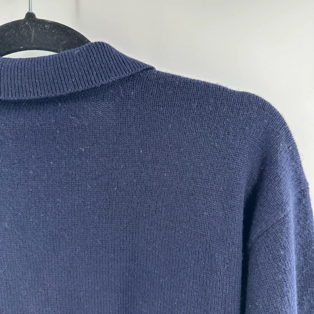 Polo Ralph Lauren Vintage Navy Blue Lambswool Pullover Collared Sweater XL